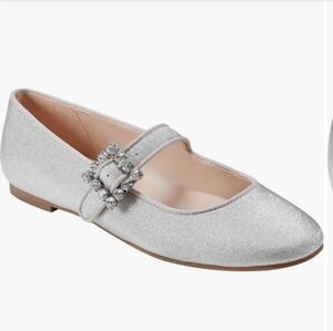 Unisa Sparkly Silver Mary Jane Flats Shoes 9.5